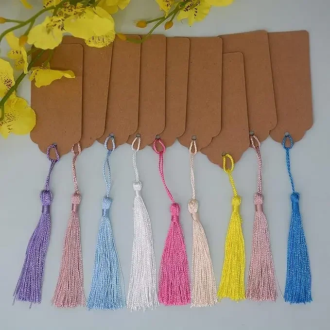 100 ชิ้นพู่บุ๊คมาร์คพู่ Silky Handmade Soft Craft Mini Tassels พร้อมห่วงสําหรับเครื่องประดับ DIY ทําอุปกรณ์