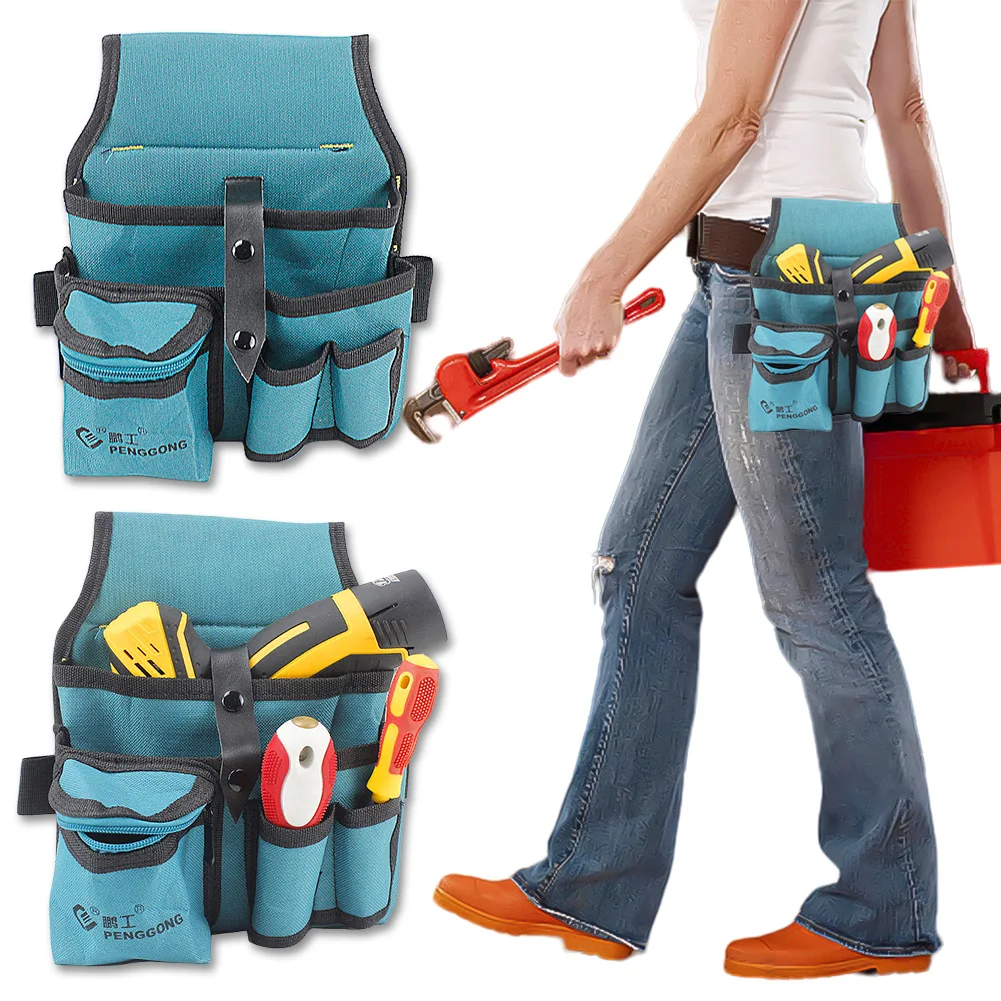 Oxford Cloth Electrician Waist Tool Bag Multifunctional Multi-pockets Storage Waist Bag Waterproof for Drill Wrench Screwdriver