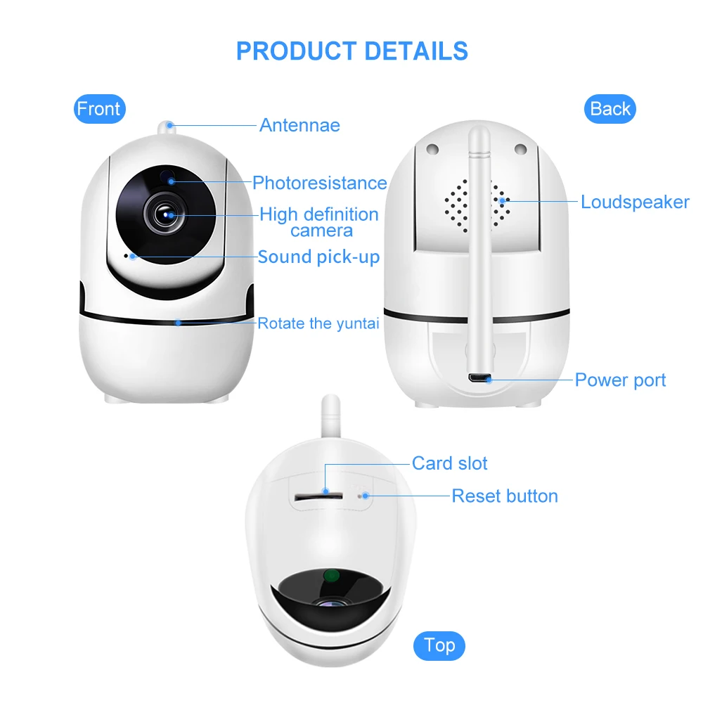 2MP ICSee MINI Smart Home WIFI Camera Indoor Security Protection Baby Monitor Pet Wireless HD Camera Two Ways Audio