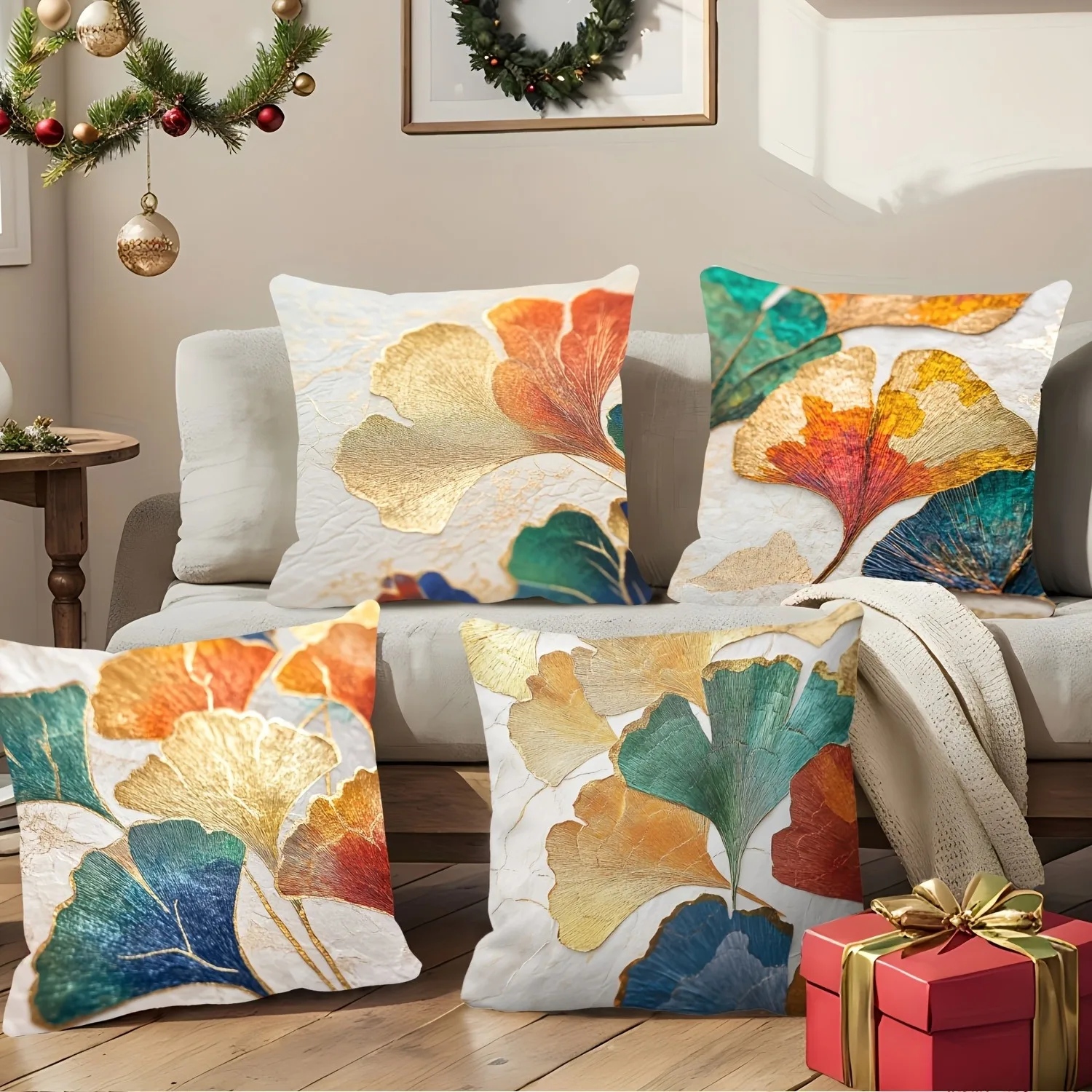 Short plush material pillowcase1pcs Ginkgo Leaf Pillow Cover For Home Living Room Bedroom Sofa Office Decorative Pillowcase Soft
