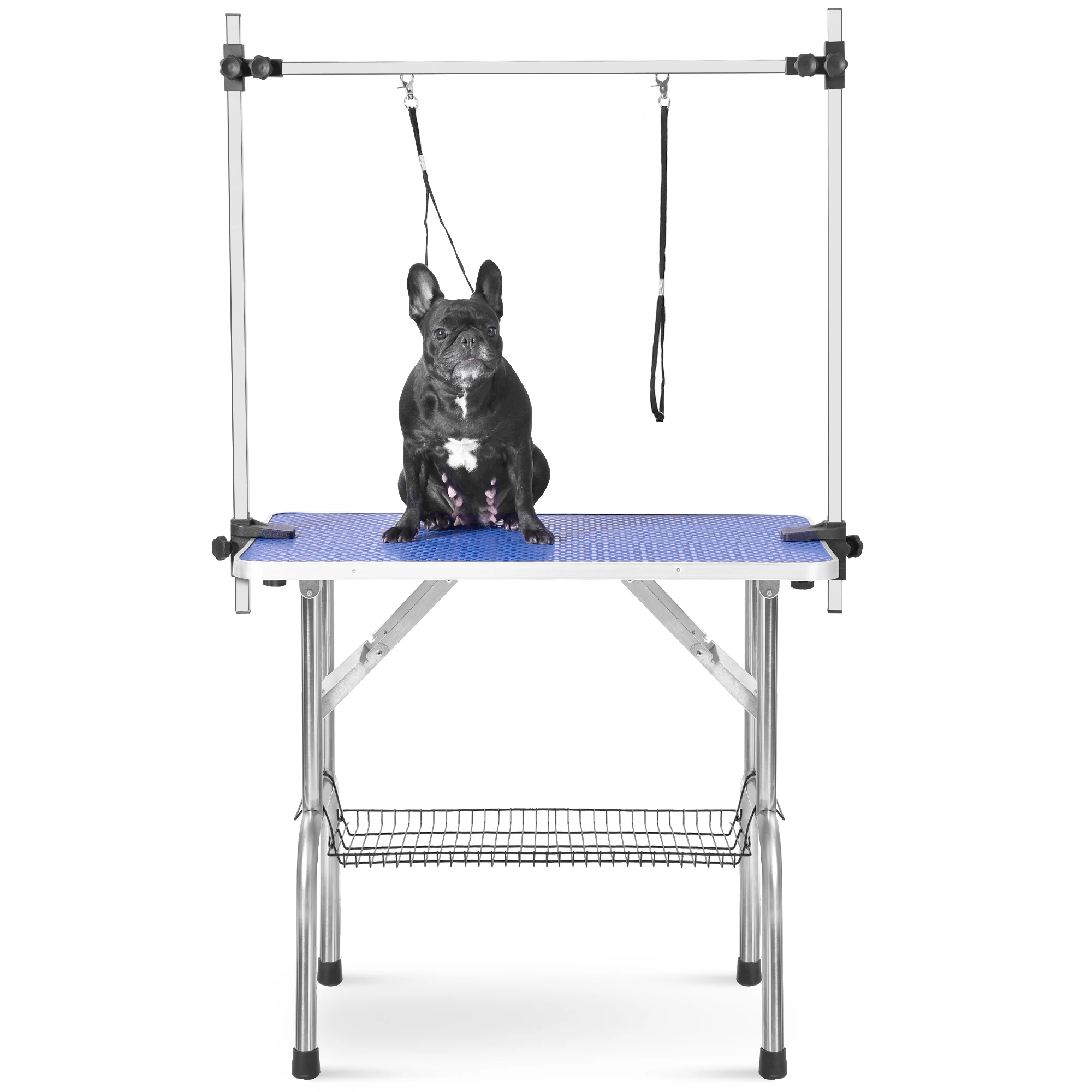 Stainless Steel Folding Pet Grooming Table With Rubber Mat Eco‑Friendly Grooming Station For Cats & Dogs