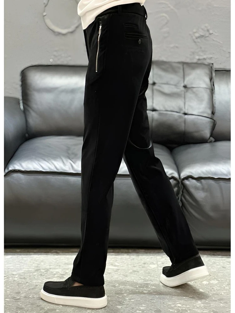 

Мужские брюки из спортивного вельвета с драпировкой, прямого кроя, повседневные, класса люкс, облегающие, простые, универсальные, длинные, для делового повседневного стиля, коллекция Осень 2025