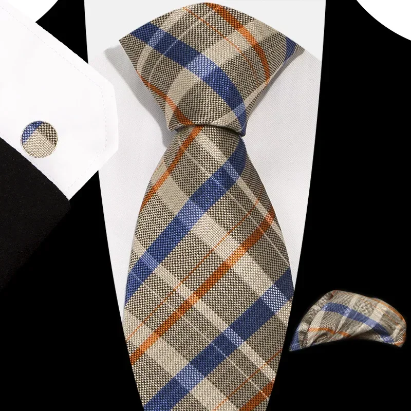 New Men's Tie 8CM Neckties for Man Classic Jacquard Woven Plaid Stripes Neck Ties for Man Formal