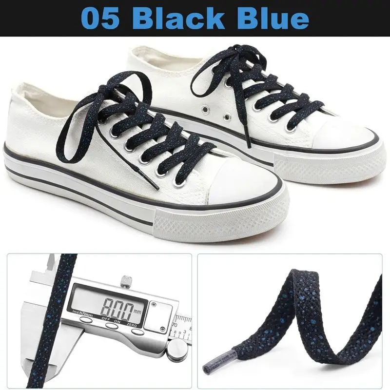 1 Paar bedruckte, flache Schnürsenkel für Sneaker, farbige Sport-Schnürsenkel, Schnürsenkel mit Tintenfleck-Motiv, 0,8 cm breit, für Freizeitschuhe und Sneaker. – Detail 9