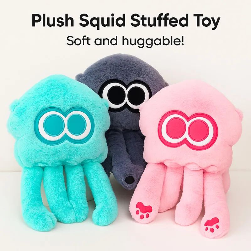 

Splatoon Plush Squid Shoulder Bag, Large Capacity Soft Stuffed Cartoon Storage Tote, Cute Protective Game Console Bag