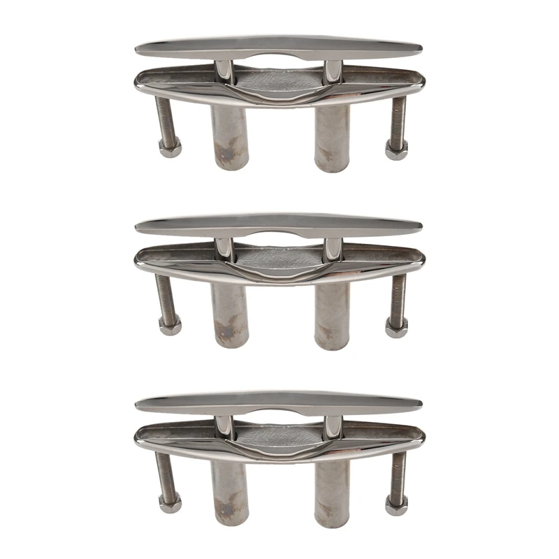 

3Pc Marine 316 Stainless Steel Boat Pull Up Flush Mount Lift Cleat Bolts Yacht Boats Accessories 6 Inch