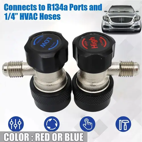 Conector de acoplador rápido R134A H/L para coche, adaptadores de latón, indicador de colector de CA ajustable para refrigerante de aire acondicionado