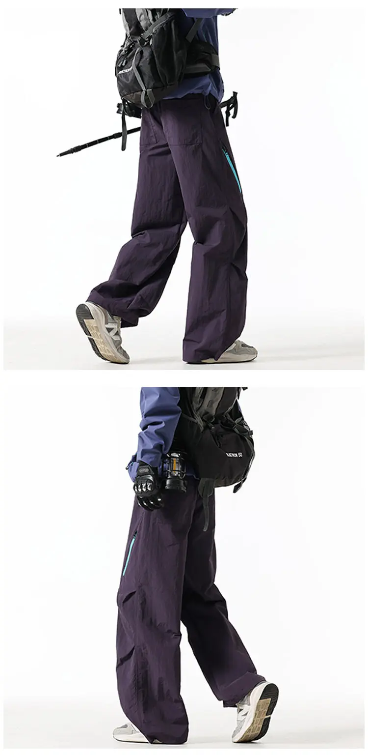 2026 Neue Unisex Winddichte & Wasserdichte Outdoor-Wanderhose mit Seitenreißverschluss-Design Wasserabweisende Winddichte Techwear-Hose – Detail 10