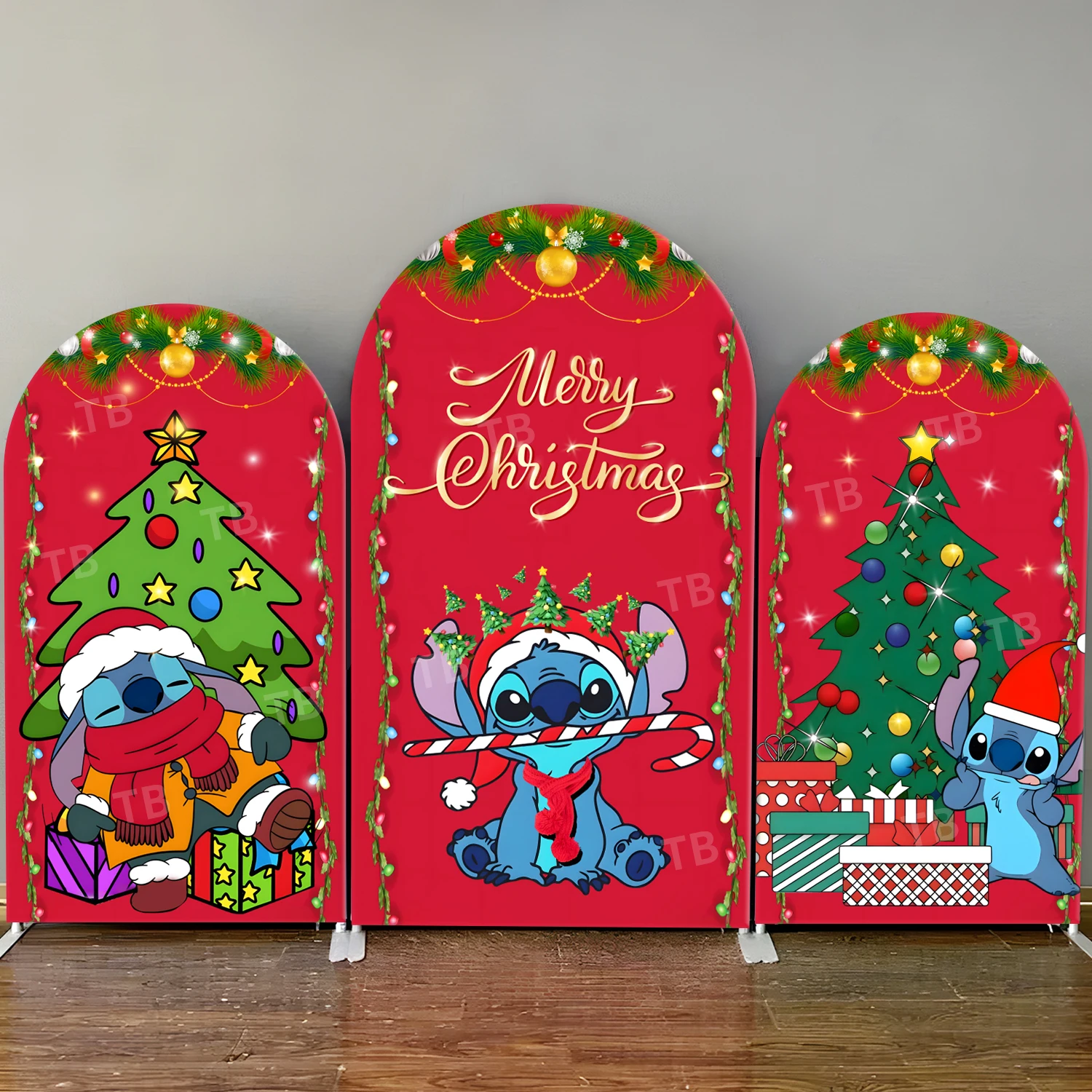 

TB Christmas Stitch Theme Arch Backdrop Cover for Celebrating Festival Party Decoration Photography Background Wall Supplies