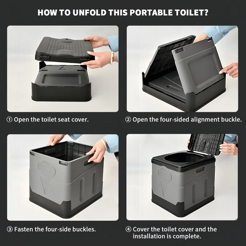 Portable Folding Car Toilet Outdoor Camping Adult Road Trip Emergency Toilet Anti-Odor Storage Box For Tour Emergency