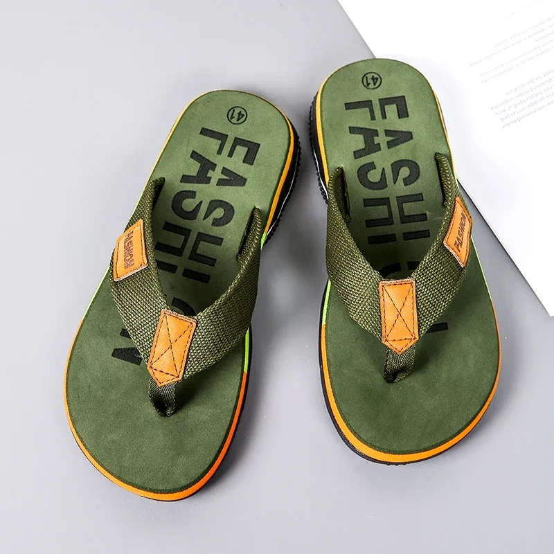 

Green Men Summer Flip-Flop Non-slip Beach Slippers for Men Outdoor Flip Flops Man Fashion Slides Chinelo Masculino