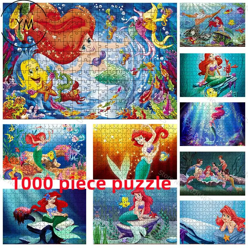 

Disney Cartoon Movie The Little Mermaid 1000 Piece Cartoon Puzzle Educational Toy For Kids Adult Gift Collectible Hobby Toys