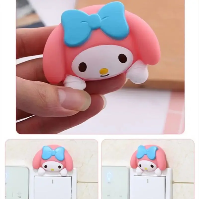 Sanrio Hello Kitty 3D Switch Sticker Cute Cartoon My Melody Wall Socket Cover Decorative Sticker Room Decoration Holiday Gifts