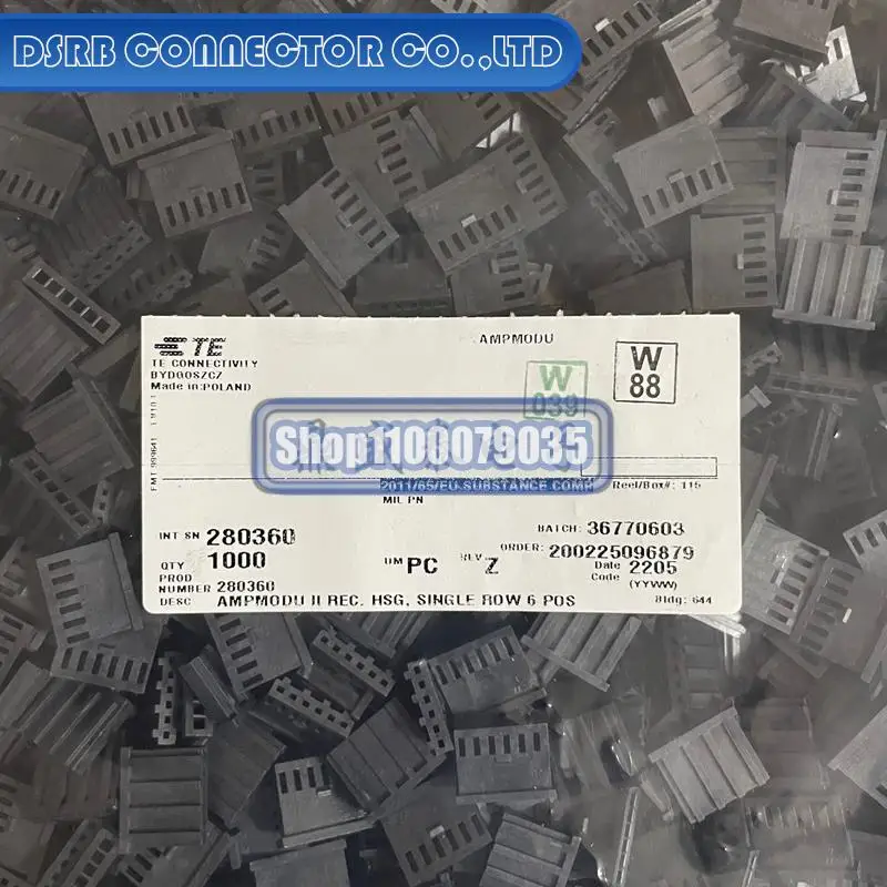 

50 шт./лот 100% новый и оригинальный 280360 6P 2,54 мм