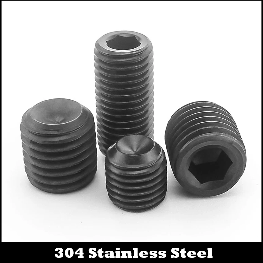 

M5 M5*8 M5x8 M5*10 M5x10 M5*12 M5x12 Black 304 Stainless Steel SS DIN916 Allen Head Hex Hexagon Socket Grub Cup Point Set Screw