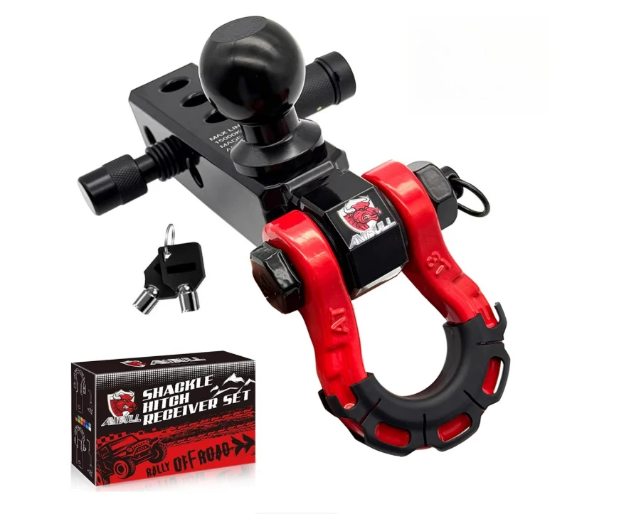 8T 3-Hole Trailer Hitch Receiver with Tow Hook & Ball Mount | 2-Inch Towing Kit for Trucks & Jeeps