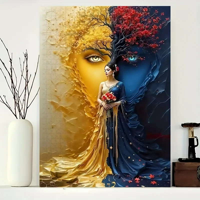 Piękna Dziewczyna, Puzzle 1000 Elementów - Intelektualna Gra DIY, Interaktywna Zabawa Rodzinna, Zaawansowany Poziom Zdolności, Biały Rec