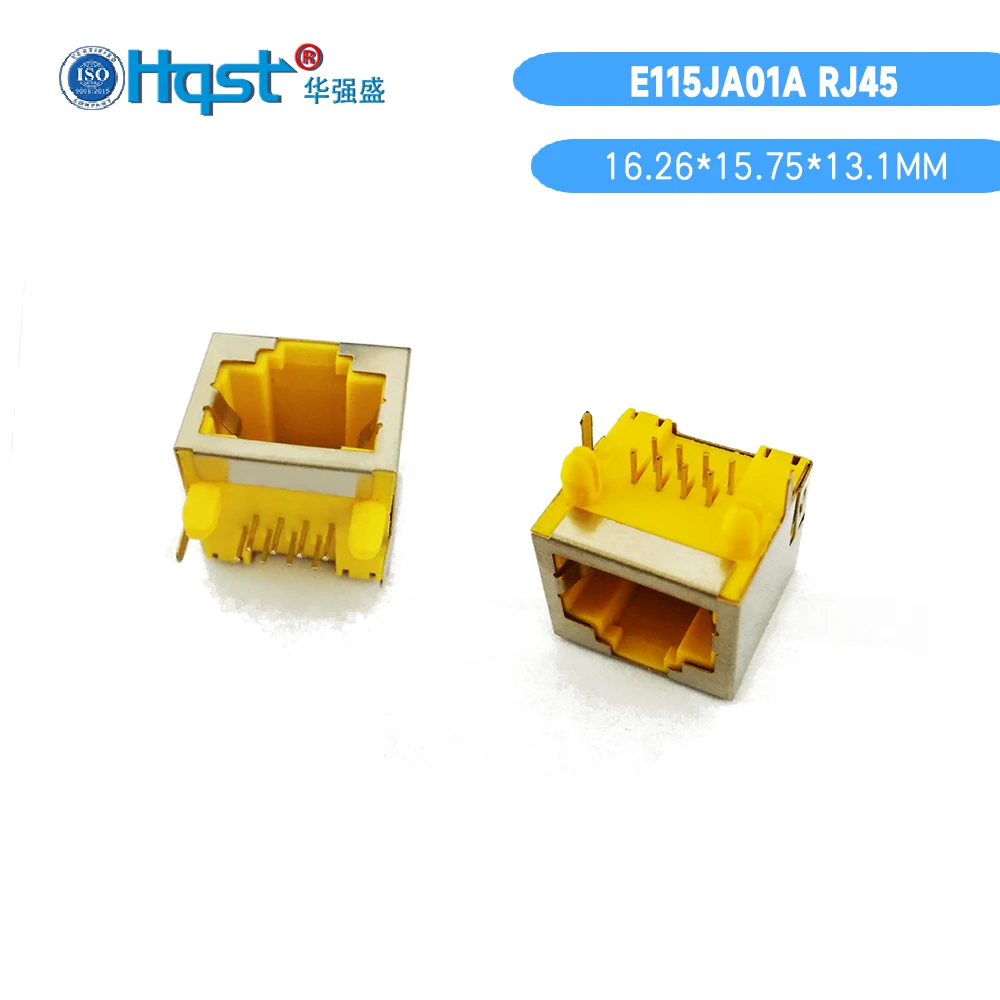 E115JA01A Rj45 1 * 1 Single-Port LAN/NETWORK Connector 8P8C Copper EMC Shield Non-Led Crystal head socket