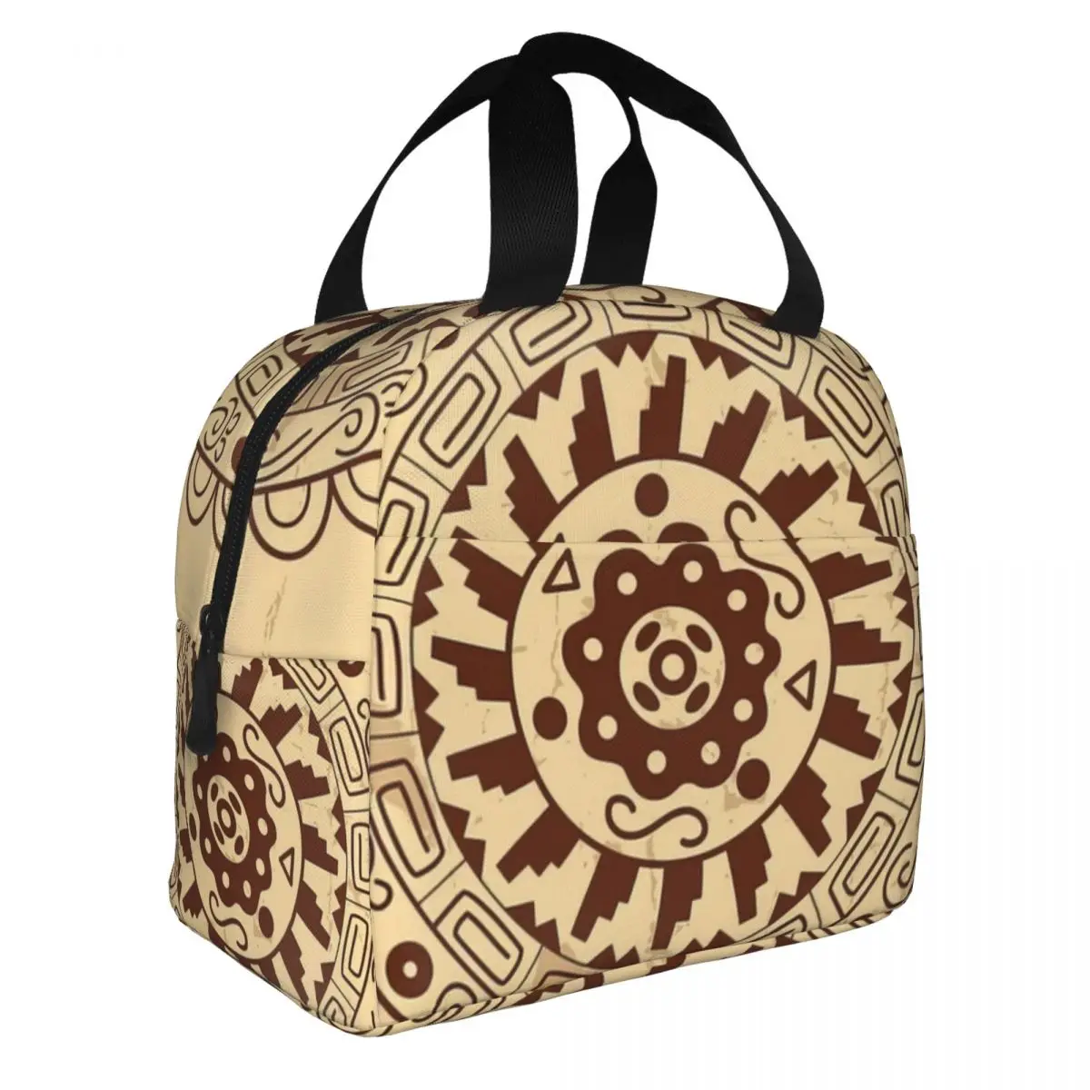 Tribal Ornament Illustration Lunch Bento Bags Portable Aluminum Foil thickened Thermal Cloth Lunch Bag for Women Men Boy