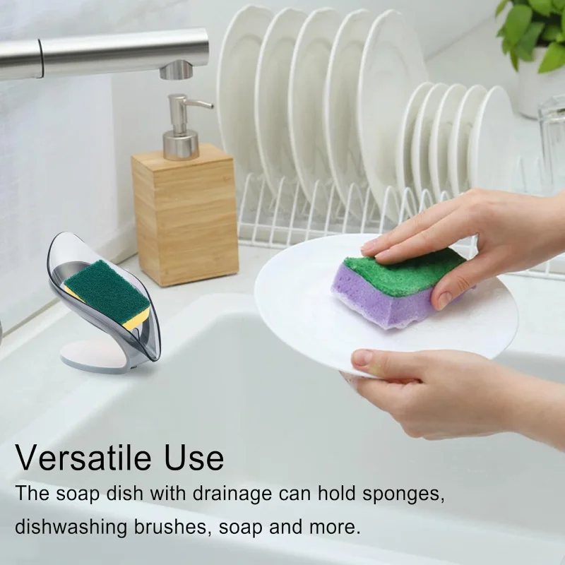 1pcs Suction Cup Soap Dish Box Creative Leaf Shape Box Drain Soap Holder Box Suction Cup  Dish for Bathroom Shower Soap Holder