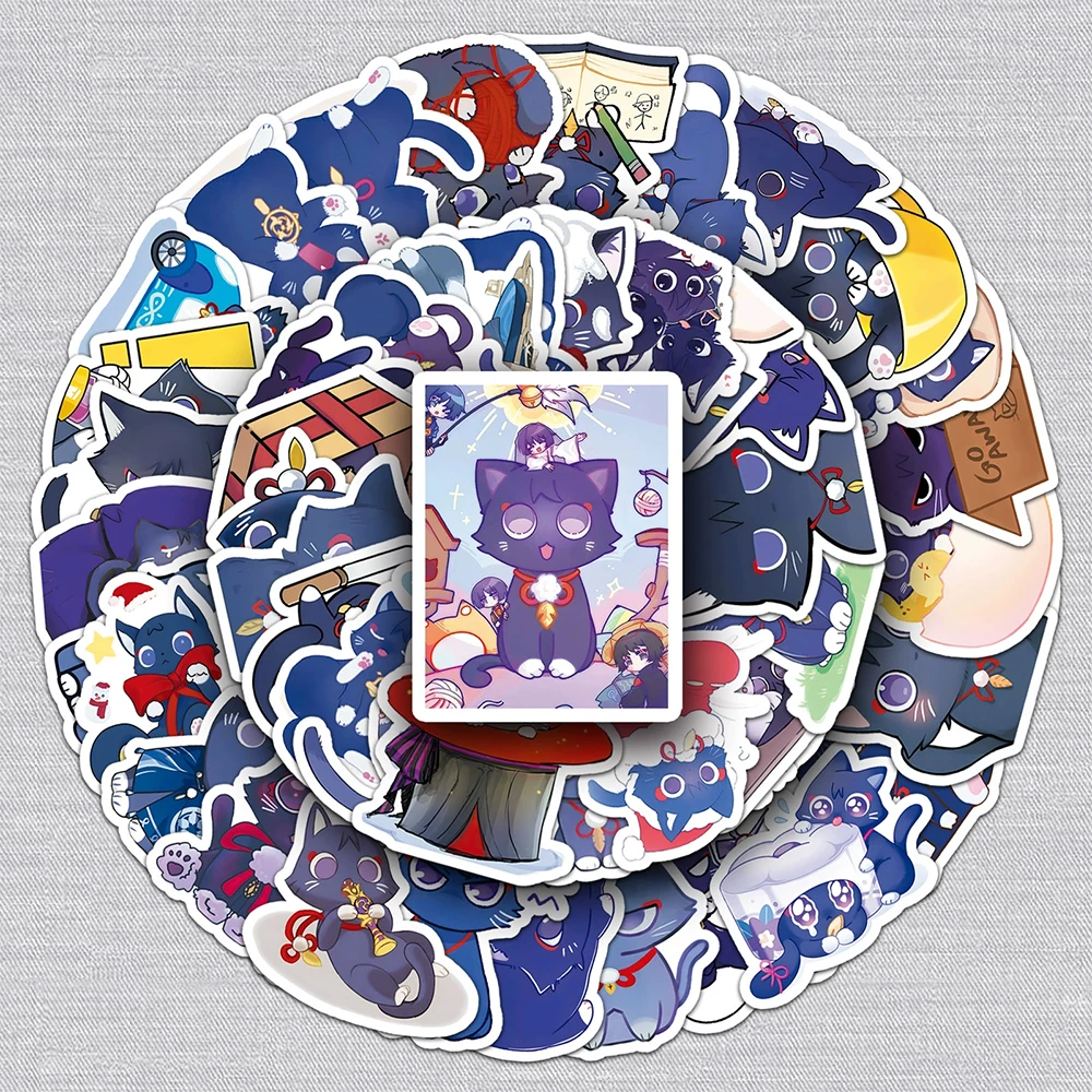 

10/30/50pcs Cute Genshin Impact Stickers Kawaii Cartoon Cat Decal DIY Motorcycle Guitar Laptop Funny Decoration Sticker Toy Gift