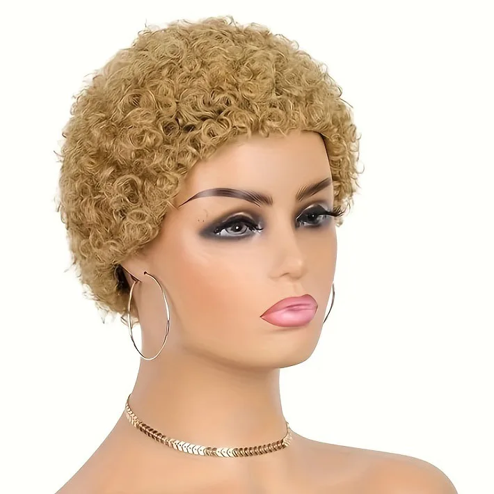 Short Pixie Cut Kinky Curly Wigs For Women Brazilian Remy Human Hair Wigs Glueless Machine Made Jerry Curly Wigs