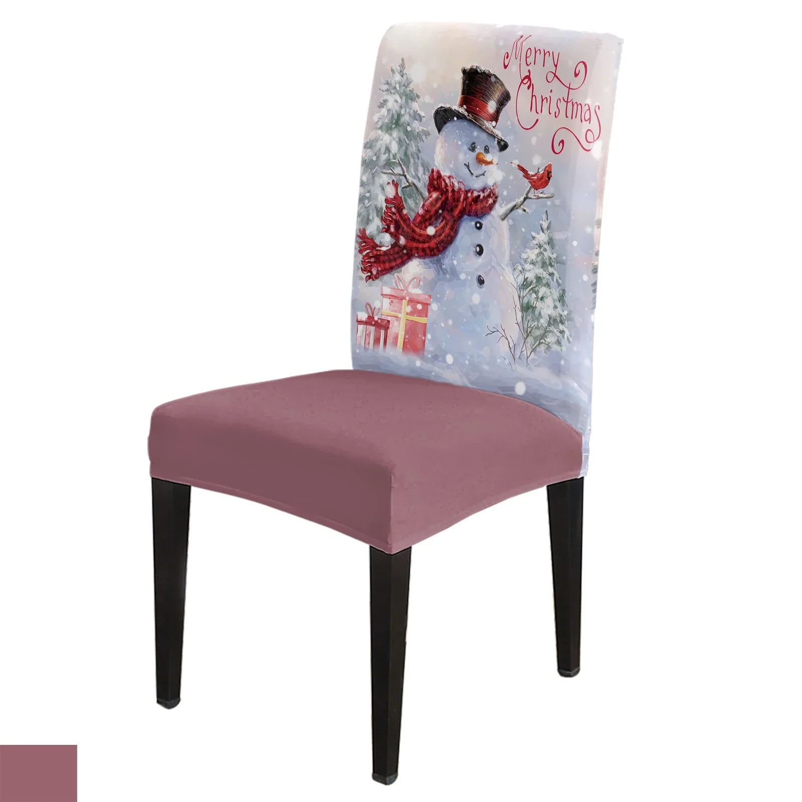 Christmas Snowman Cardinal 4/6/8PCS Spandex Elastic Chair Case For Wedding Hotel Banquet Dining Room