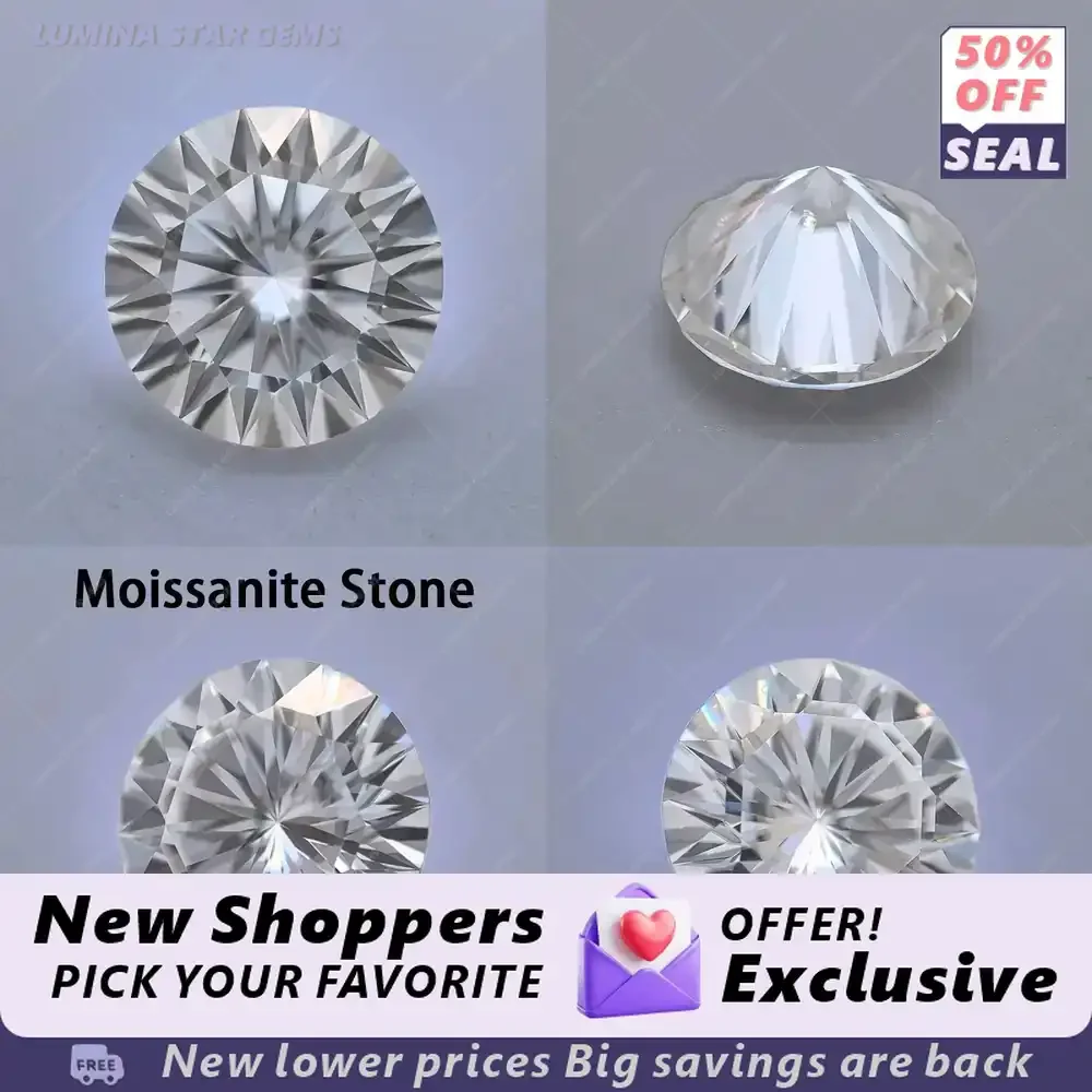 

Лабораторно выращенный сапфир для L-Moissanite, цвет D, круглый, VVS1, шестнадцать стрелок, для создания украшений: колец, ожерелий, серег