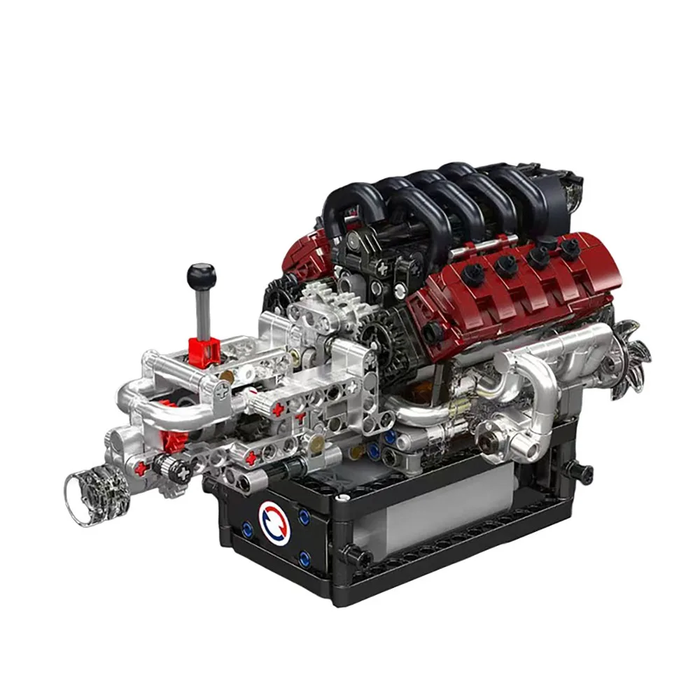 MOLD KING 787 Uds. Juego de bloques de construcción de motor de 8 cilindros con caja de cambios DIY montaje mecánico juguete STEM para adultos y adolescentes