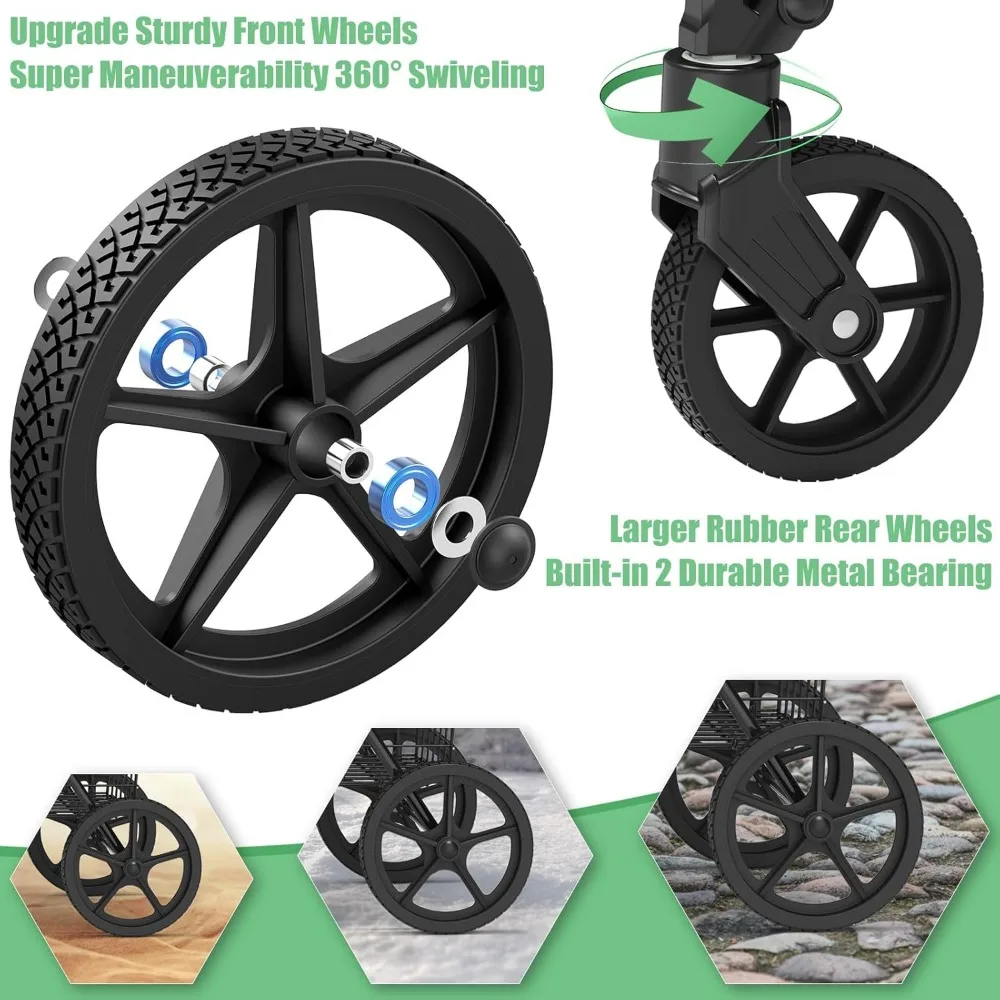 عربة بقالة كبيرة جدًا قابلة للطي بطبقتين بسعة 400 رطل وسلال قابلة للإزالة للتسوق وزجاجات المياه