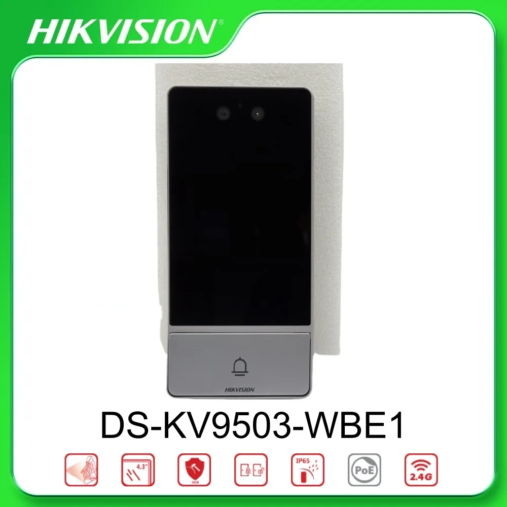 Hikvision DS-KV9503-WBE1 Metal resistente ao vandalismo Reconhecimento Facial IP Villa Door Station Tela LCD colorida de 4,3 polegadas Câmera de 2MP