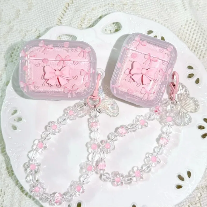 ل أبل AirPods 4 2 1 Pro2 الفاخرة القوس تصميم سماعة لاسلكية تعمل بالبلوتوث حقيبة سماعة الاذن واقية مع حزام قلادة ل AirPods 3 حالة