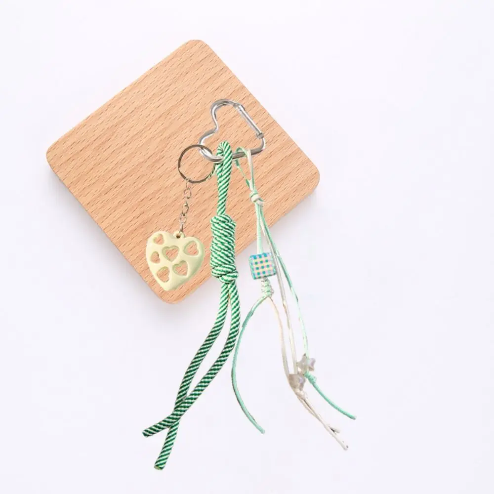 Girl Heart Braided Rope Keychain Hand-Woven Handmade Heart-shaped Bag Pendant Ornament Y2k Star Bowknot Key Chain