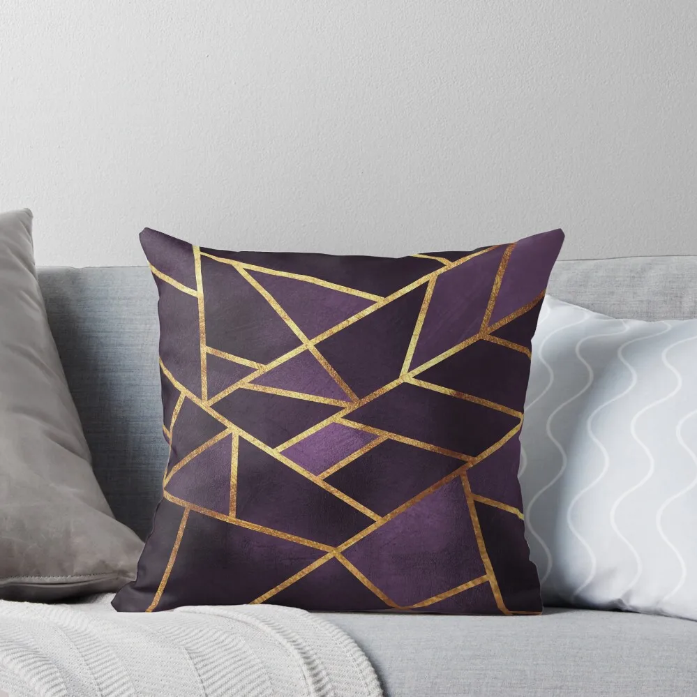 

Purple Gold Stone Geometric Throw Pillow bed pillows pillow cover christmas Sofa Cushion Cover pillow