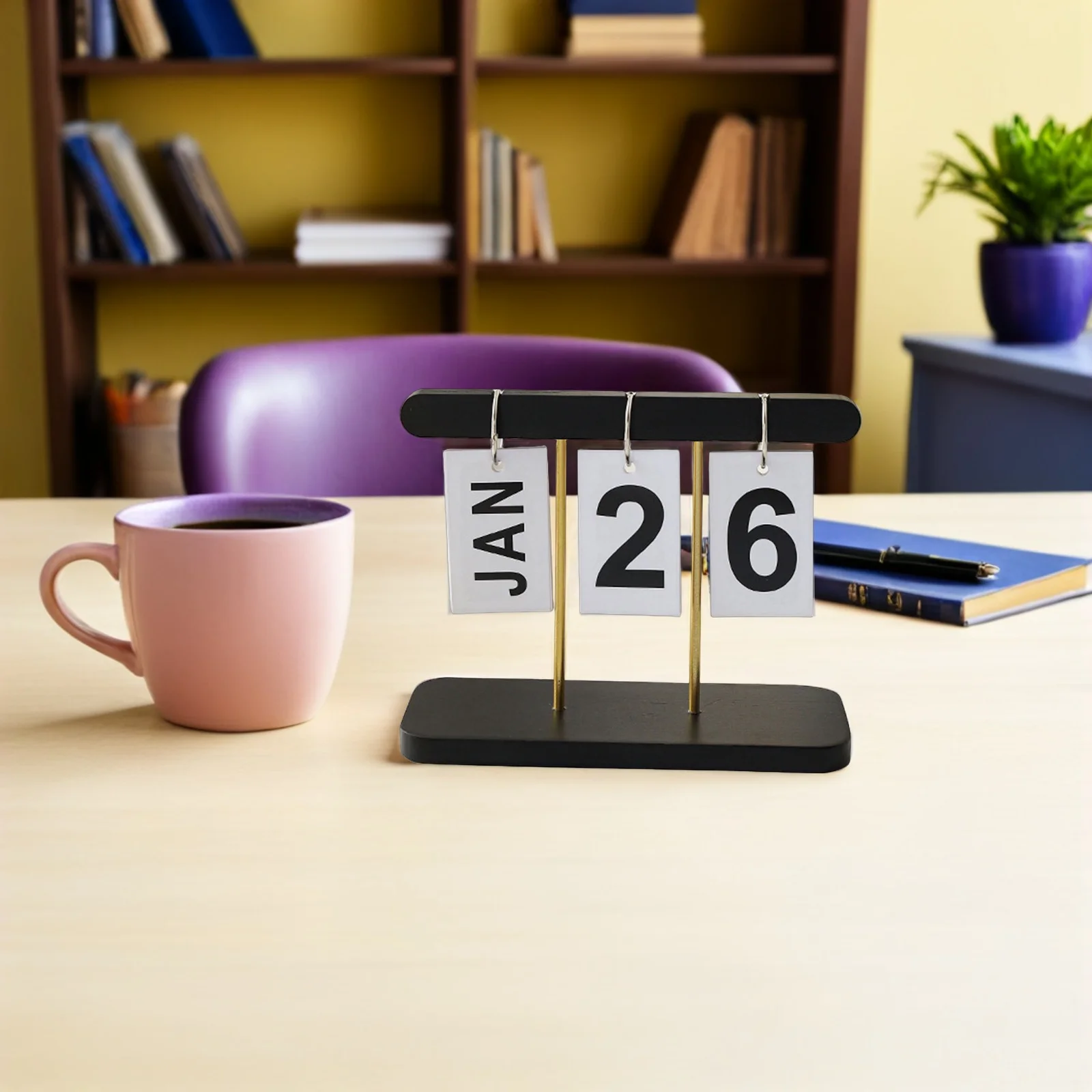 2Pcs Wood Block Perpetual Calendar Rustic Hanging Desktop Flip Date Display Office Home Event Organizer Wood Block Desk Calendar