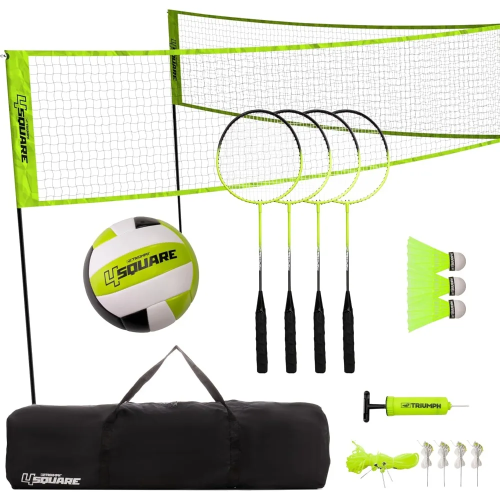 4-Square Volleyball and Badminton Set with Pickleball Accessories - Various Styles
