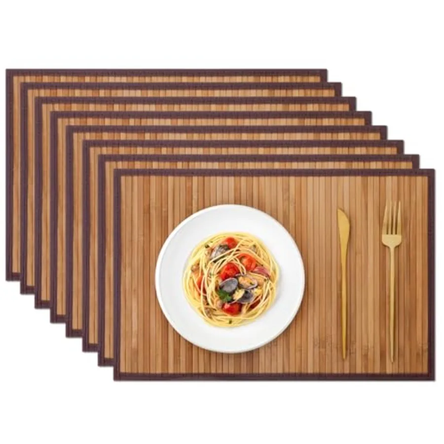 

Бамбуковые подставки под тарелки с тканевой окантовкой, прямоугольные, из натурального бамбука, для обеденного и кухонного стола, термостойкие.