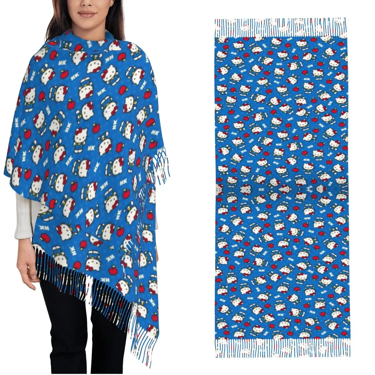 

Hello Kitty Scarfs for Women Pashmina Shawl Wraps for Evening Dresses Large Warm Soft Scarves
