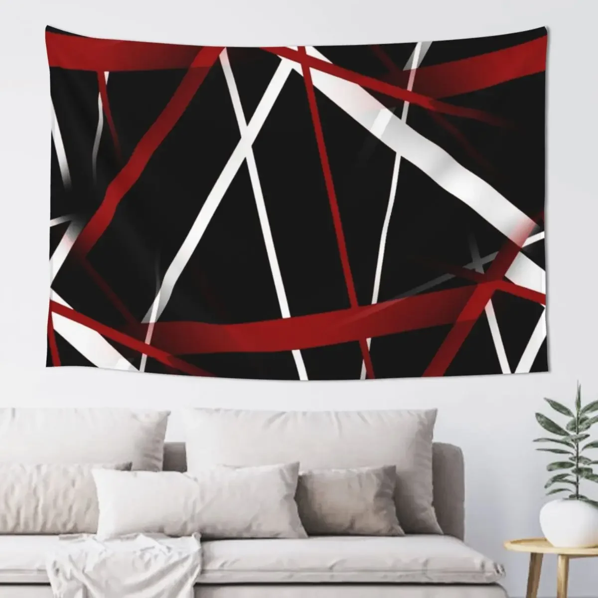 

Seamless Abstract Red and White Lines On Black Pattern Tapestry Funny Cute Room Things Tapestry