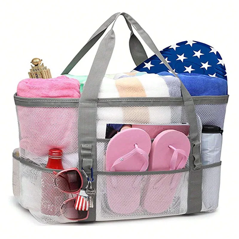 Beach Bags Amazon Mesh Beach Bags 8 Pocket Bathroom Bags Toy Storage Bag Large Capacity Mesh Hollow Out Bag