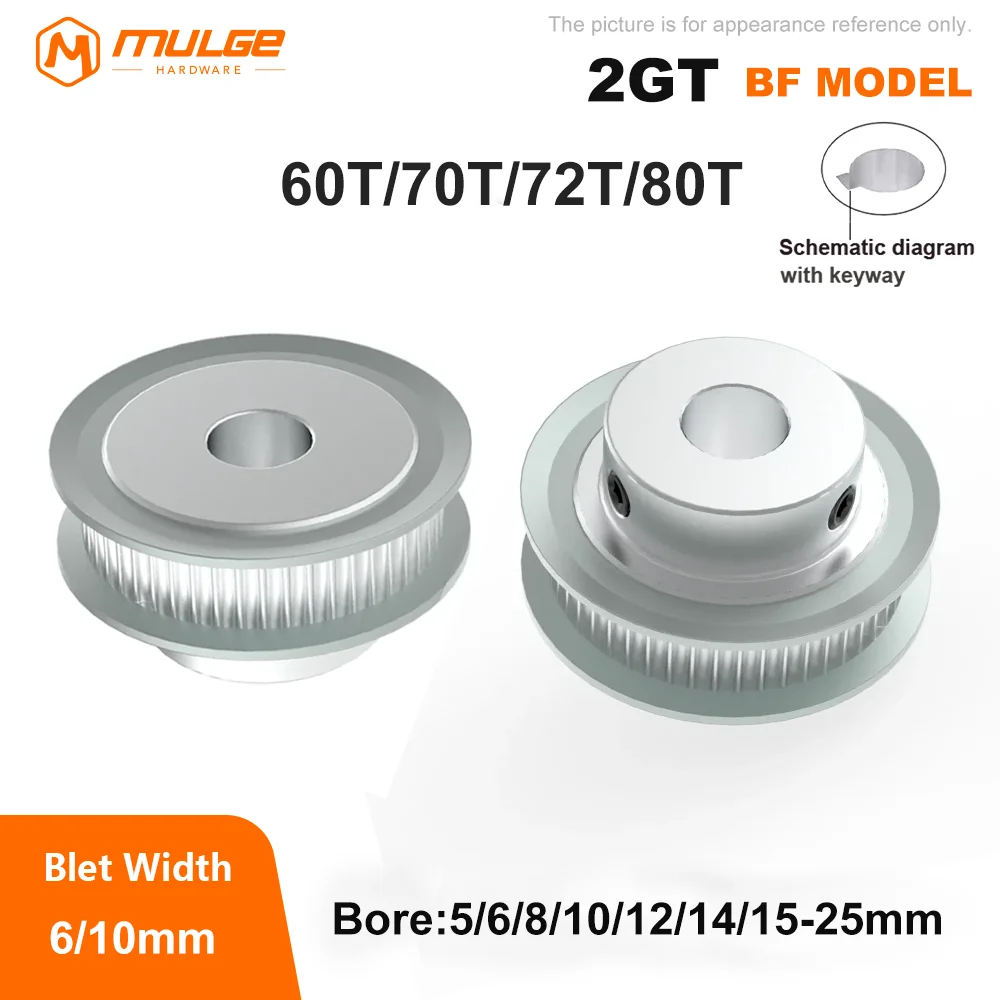 

2GT Pulley 60T/70T/72T/80Teeth 2M Timing Pulley Bore 5-25mm Belt Pulley Width 6/10mm GT2 Synchronous Wheels