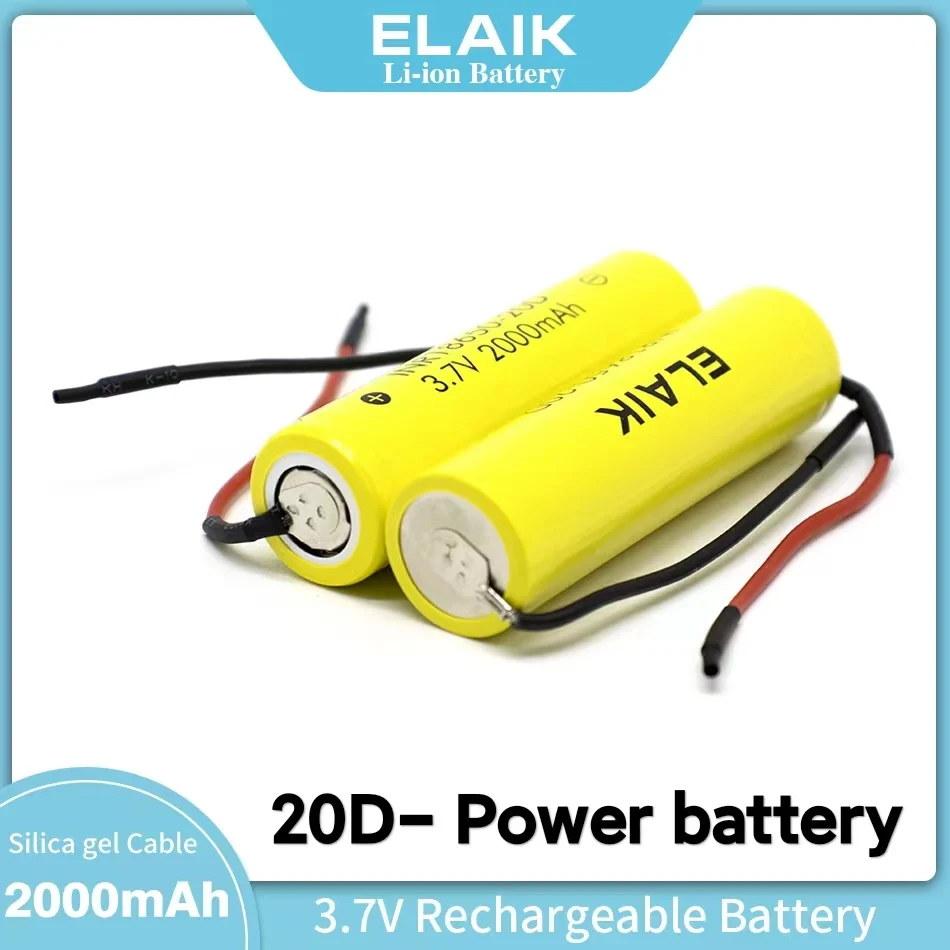 

20pcs 100% brand new 18650 2000mAh 3.7V lithium-ion rechargeable power battery for LED flashlights and silicone cables