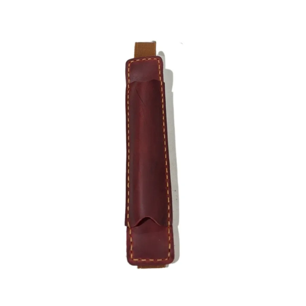 Top Leather Leather Pencil Bag Elastic Band Crazy Horse Leather Pen Case Holder Vintage Premium Portable Pen Pouch