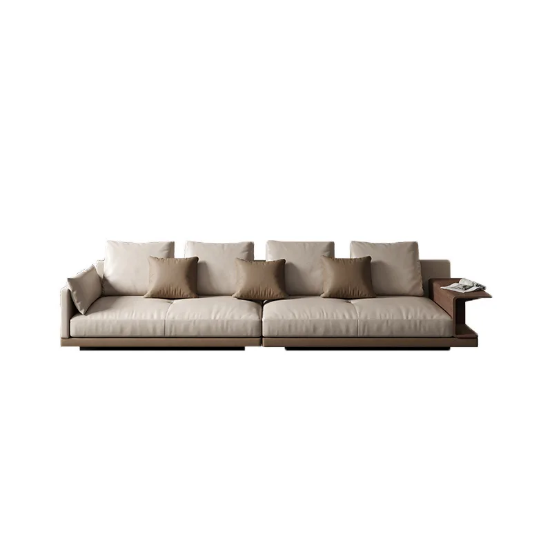

Leather sofa light luxury modern living room large flat layer first layer cowhide Italian minimalist