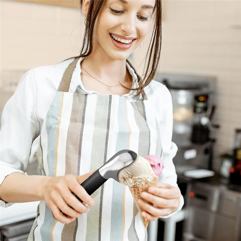 

AB43-Electric Ice Cream Scoop Heated Ice Cream Scoop Rechargeable Icecream Scoop Stainless Steel Black