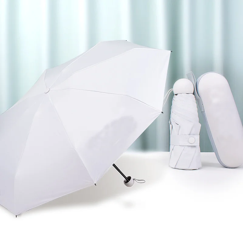 Sunscreen Umbrella Folding Travel Umbrella 6 Ribs Mini Umbrella Pocket Umbrella Windproof Rainproof Sun Protection and Sunshade