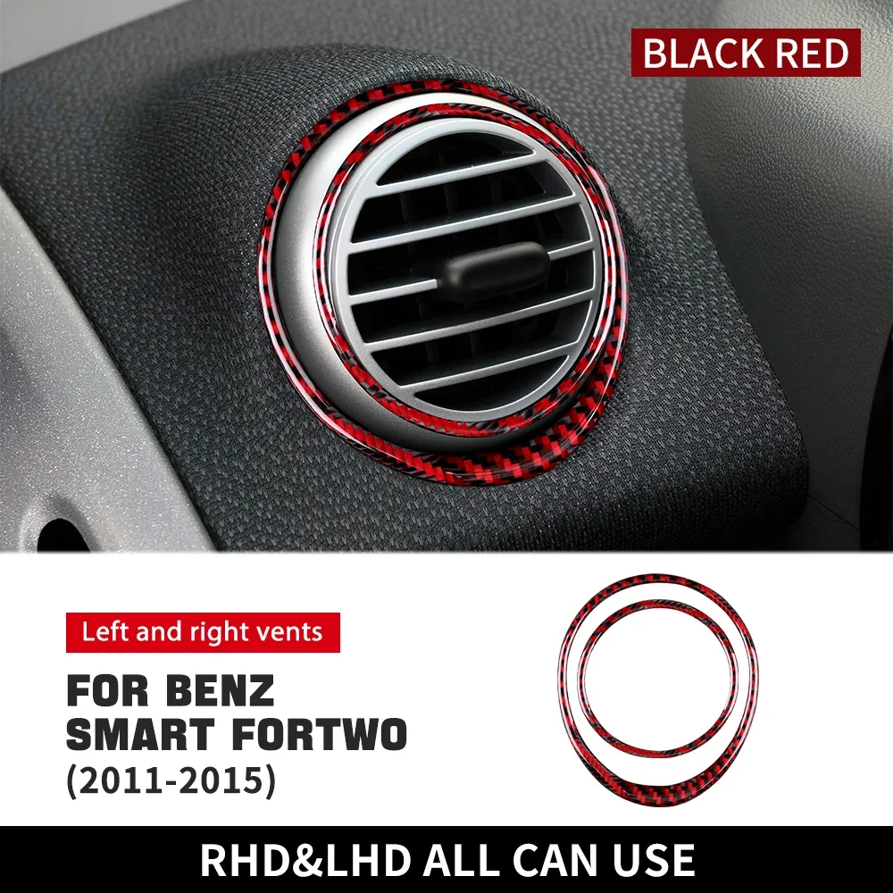 For Mercedes Benz Smart 451 Fortwo 2011 2012 2013 2014 2015 Real Soft Carbon Fiber Trim Sticker Car Air Outlet Vents Accessories