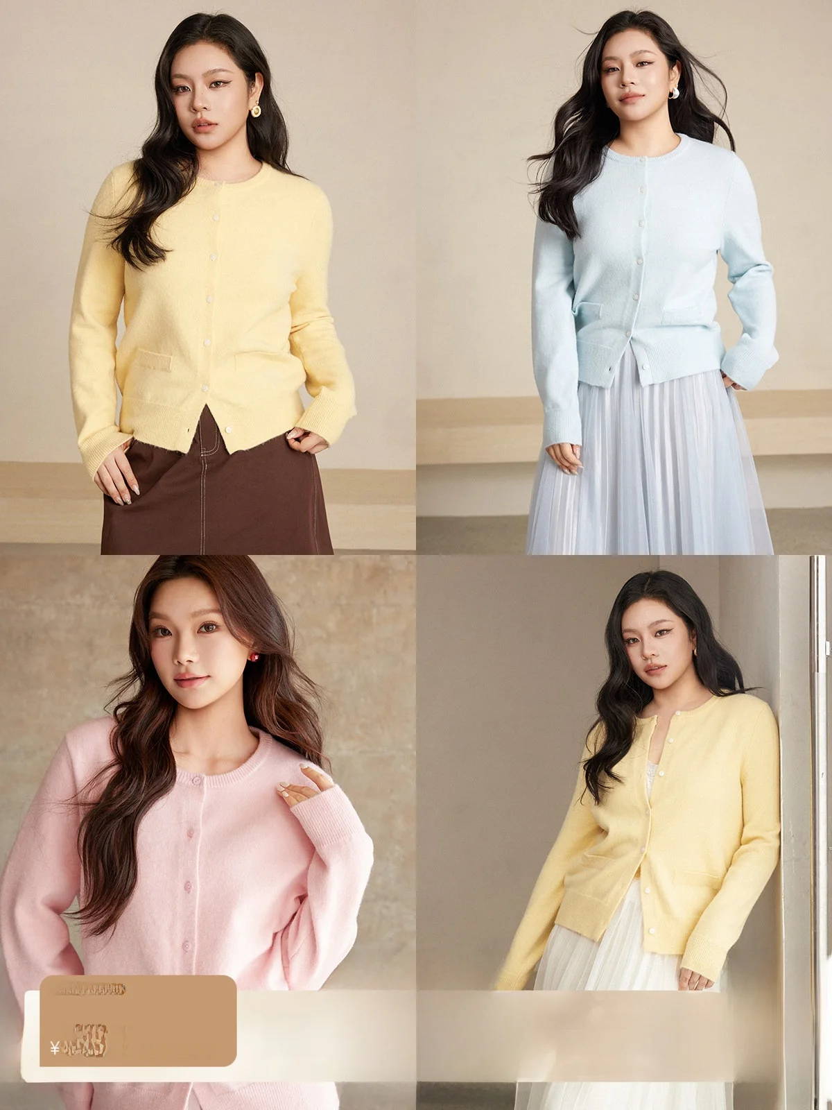 

Plusmall Soft Light Milk Tone Knitted Series Pure Color Arctic Fce Elastic Open Cardigan Jaet Casual Sle Long Sve r...