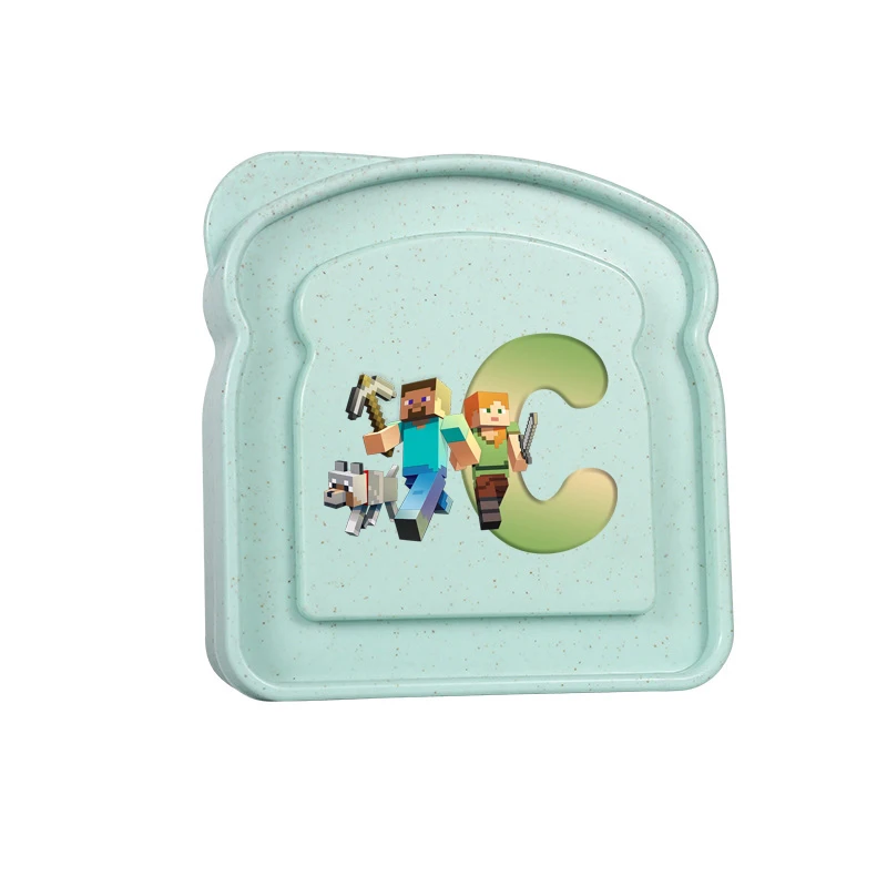 Game Theme Letters Printed Sandwich Container Toast Shaped Portable Minecrafted Lunch Box Fashion Bento Box Lid Lunch Case Gift view 3