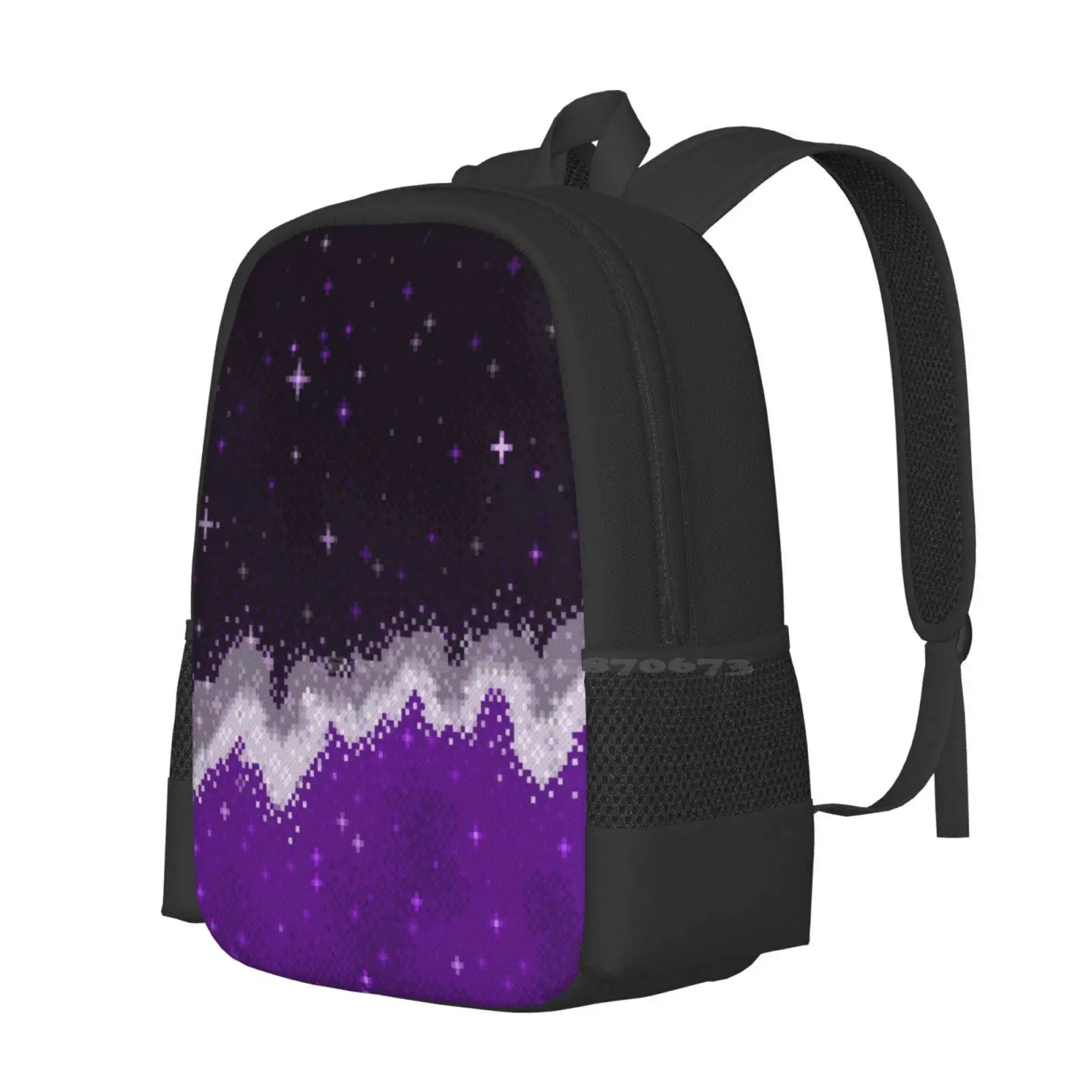 Ace Pride Flag Galaxy Backpack For Student School Laptop Travel Bag 8Bit Pixel Art Sp8Cebit Space Aesthetic Purple Grey White